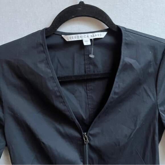 Veronica Beard Meyer Cotton Zip up Short Sleeve Peplum Blouse Sz 0 - Picture 3 of 7